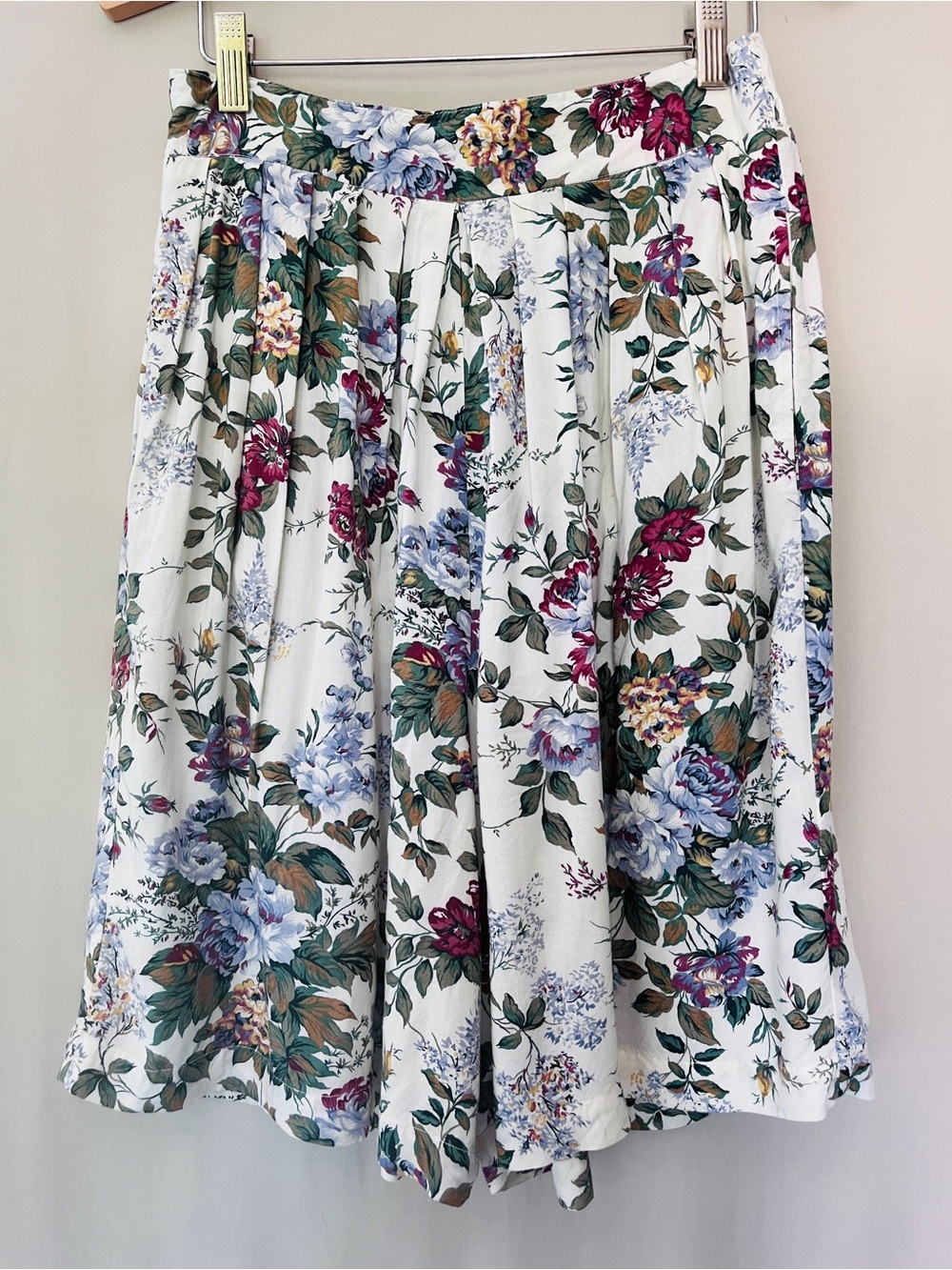 Pioko Floral Rayon Culotte Shorts M Cottagecore Garden Party Pockets